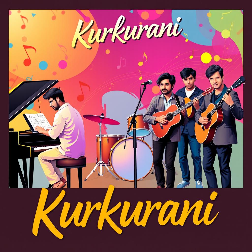 A vibrant and dynamic music band banner for the band 'Kurkurani'