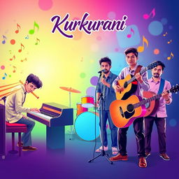 A vibrant and dynamic music band banner for the band 'Kurkurani'