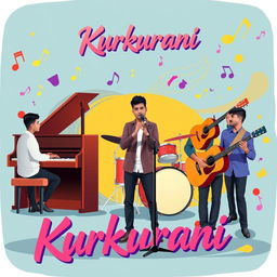 A vibrant and dynamic music band banner for the band 'Kurkurani'