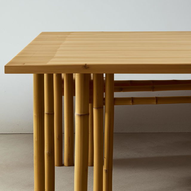 A simplistic design of a bamboo table, demonstrating the elegance of minimalistic furniture