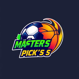 A vibrant and creative logo design for a sports betting group named 'MÁSTER PICK'S VIP'