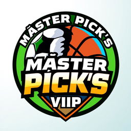 A vibrant and creative logo design for a sports betting group named 'MÁSTER PICK'S VIP'