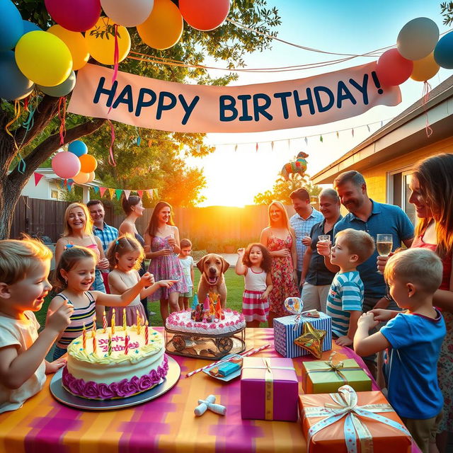 A lively birthday party scene filled with joy and celebration