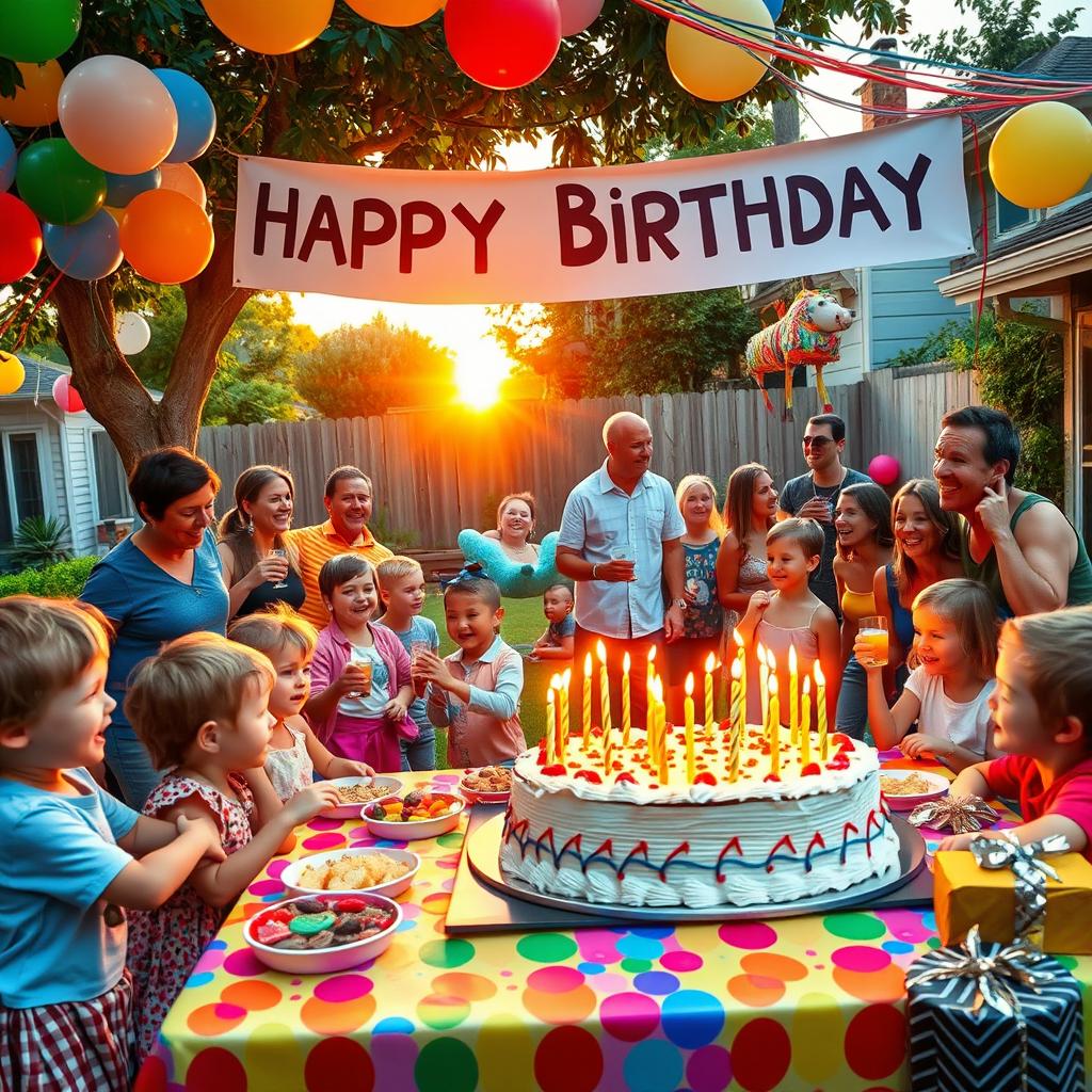 A lively birthday party scene filled with joy and celebration