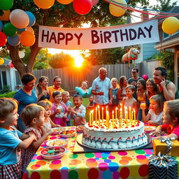 A lively birthday party scene filled with joy and celebration