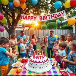 A lively birthday party scene filled with joy and celebration
