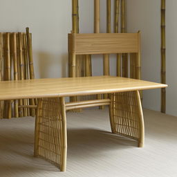 A completely bamboo table showcasing the natural beauty and simplicity of bamboo furniture