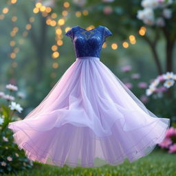A stunning 3D rendering of a beautiful dress that appears to be alive, showcasing flowing fabric and dynamic movement as if caught in a gentle breeze