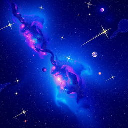 A vibrant digital art piece of a starry night sky, showcasing a cosmic panorama filled with twinkling stars, intricate constellations, and colorful nebulas