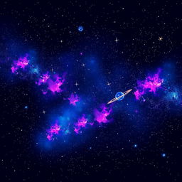 A vibrant digital art piece of a starry night sky, showcasing a cosmic panorama filled with twinkling stars, intricate constellations, and colorful nebulas