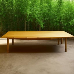 A long, tastefully designed table made entirely of beautifully crafted bamboo