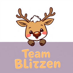 A stylized illustration of a cute, cartoonish deer with a brown nose and a friendly expression