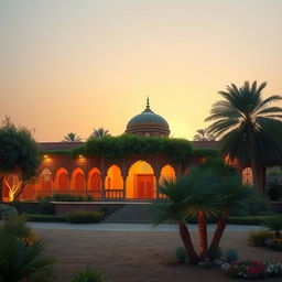A historical depiction of the House of Fatima in Medina during the time of the Prophet Muhammad