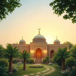A historical depiction of the House of Fatima in Medina during the time of the Prophet Muhammad