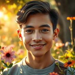A detailed and vibrant portrait of a human being with striking features, expressive eyes, and a captivating smile