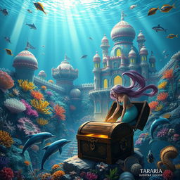 A fantastical underwater kingdom of Tararia, featuring vibrant corals, tropical fish, and mysterious sea creatures