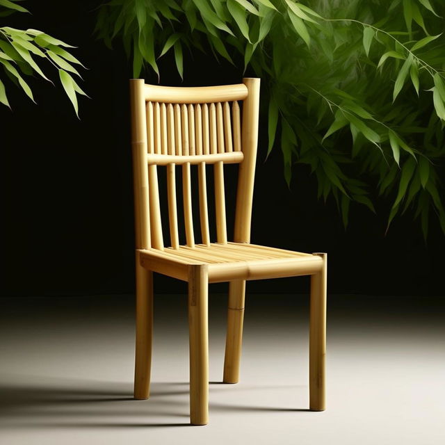 A solid bamboo chair, composed purely of bamboo with no gaps or spaces, reflecting a unique fusion of sturdiness and simplicity