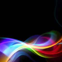 A striking image featuring a deep black background with vivid colors in the foreground, showcasing abstract shapes and luminous light effects