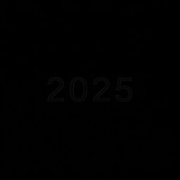 A sleek, modern design featuring a deep black background, with a futuristic aesthetic that evokes the year 2025