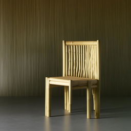 A solid bamboo chair, composed purely of bamboo with no gaps or spaces, reflecting a unique fusion of sturdiness and simplicity