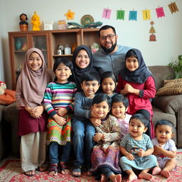 A warm family portrait featuring a Muslim mother named Mohadese, who is 41 years old, and her husband Agha, who is 45 years old