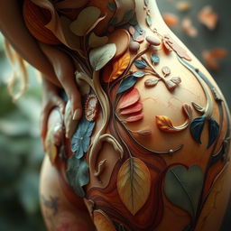 A highly detailed, artistic interpretation of a woman's anatomy focusing on the beauty and complexity of nature