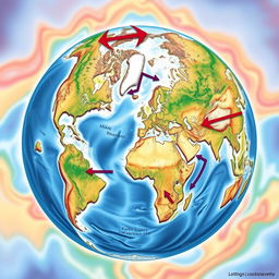 A stunning geological illustration depicting the movement of tectonic plates on Earth
