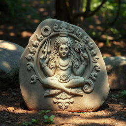A beautifully carved Shiva stone, showcasing intricate details and traditional artistic expressions symbolizing Lord Shiva