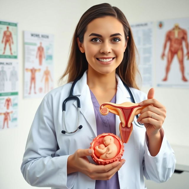 A powerful image of a female doctor showcasing her expertise in women's health