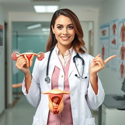 A powerful image of a female doctor showcasing her expertise in women's health