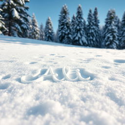 A realistic scene of a snowy landscape with fluffy white snow covering the ground