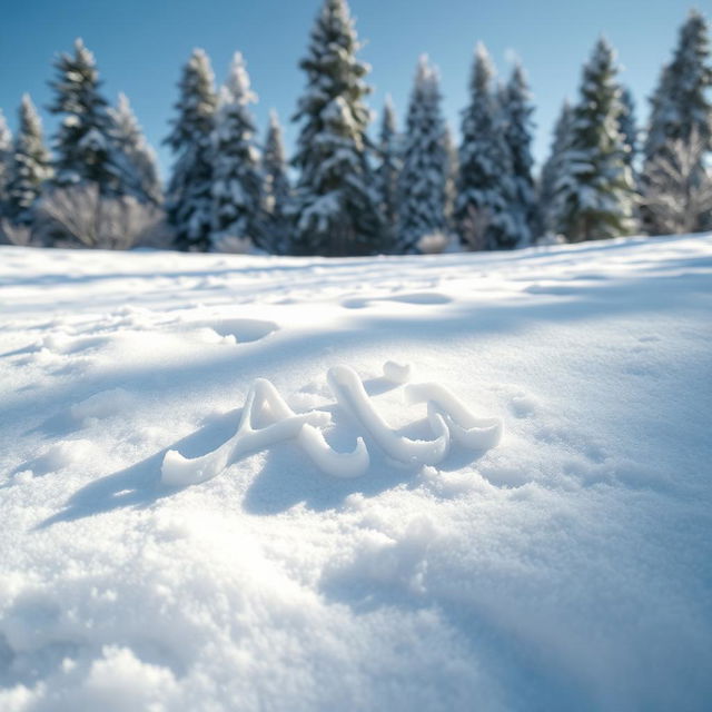 A realistic scene of a snowy landscape with fluffy white snow covering the ground