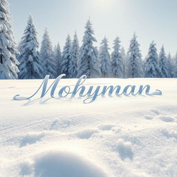 A realistic winter landscape featuring a fresh layer of snow covering the ground