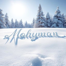 A realistic winter landscape featuring a fresh layer of snow covering the ground