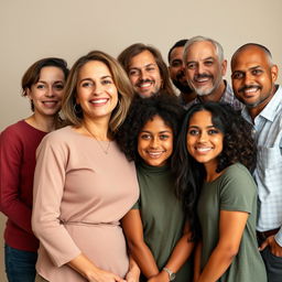 Edit a photo so that all individuals appear to be the same size, with uniform sharpness and brightness, creating the illusion that they were all captured together in the same moment
