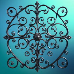 A beautifully crafted piece of wrought iron art, showcasing intricate designs and elegant details