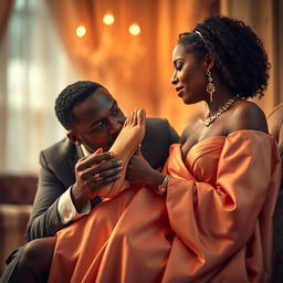 A romantic scene of a man gently kissing a woman's foot with a soft focus background