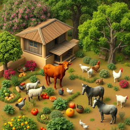 A traditional Iranian farm designed in harmony with nature, featuring earthen and wooden structures