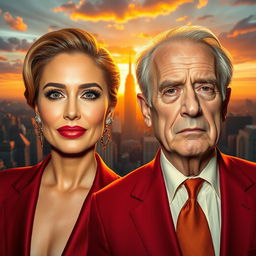 A surreal image featuring two iconic figures having a face swap