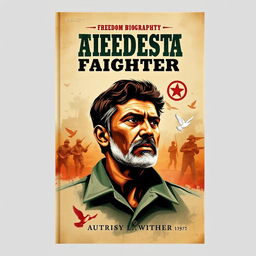 A striking book cover design for a historical biography focusing on a notable freedom fighter from the 1971 war