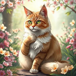 A beautifully detailed illustration of a majestic cat, showcasing its elegant features and luxurious fur