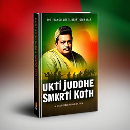 A book cover design for a historical biography titled 'Muktijuddher Smriti Kotha' about a freedom fighter from the 1971 Bangladesh Liberation War