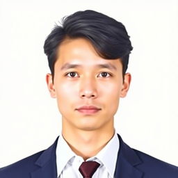 A formal passport photo featuring a person with a neutral expression, well-groomed hair, and wearing a smart, collared shirt