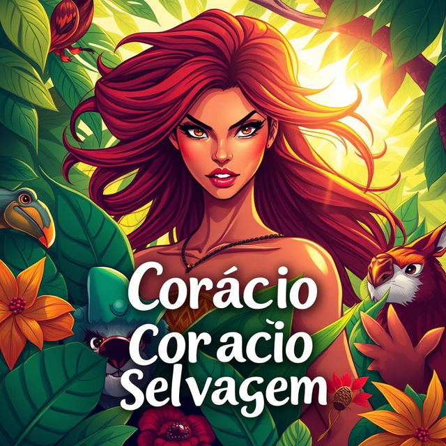 A vibrant and dynamic illustration representing the theme of 'Coração Selvagem' (Wild Heart)