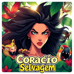 A vibrant and dynamic illustration representing the theme of 'Coração Selvagem' (Wild Heart)