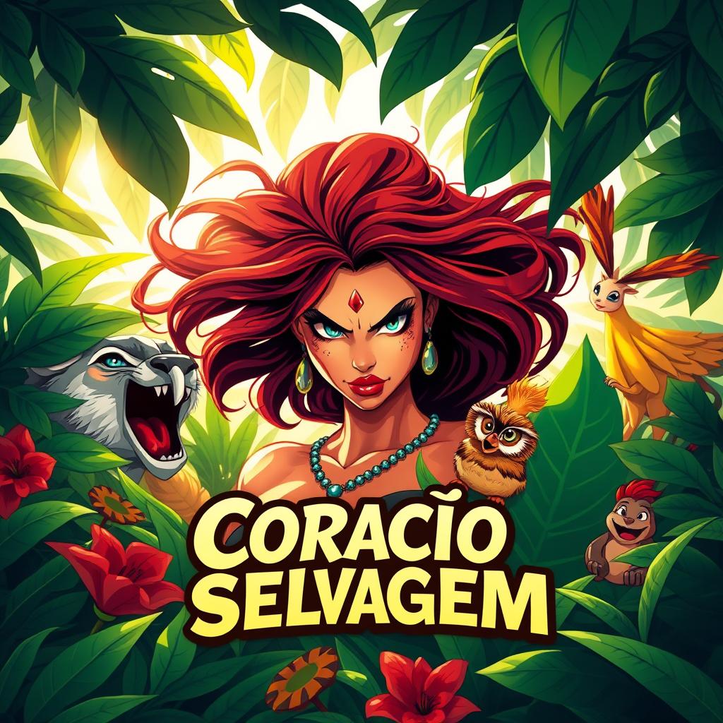 A vibrant and dynamic illustration representing the theme of 'Coração Selvagem' (Wild Heart)