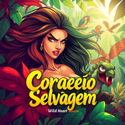 A vibrant and dynamic illustration representing the theme of 'Coração Selvagem' (Wild Heart)