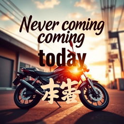 A mobile phone wallpaper design featuring bold and stylish typography with the phrase "Never coming بكرة today is بكرة"