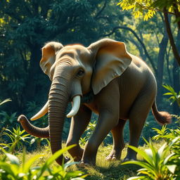 A fantastical creature combining the physical features of a dog and an elephant