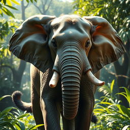 A fantastical creature combining the physical features of a dog and an elephant